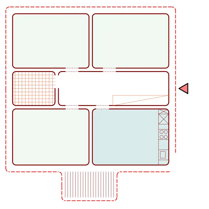 Schematische Darstellung eines möglichen Grundrisses für das Raumprogramm von Leimbach Mitte